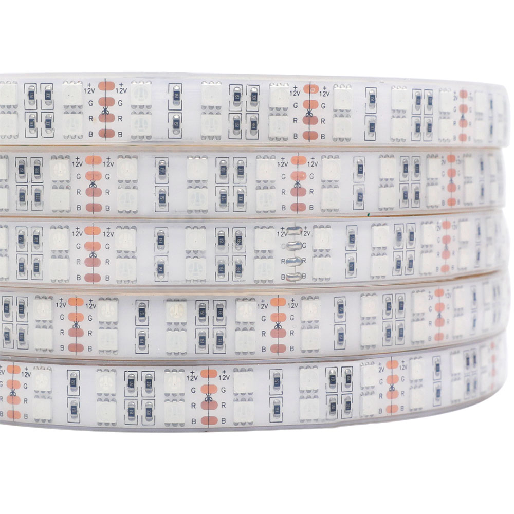 Dual Row RGB Waterproof LED Strip Lights - 24V/12V IP67 IP68 Outdoor - 120LEDs/m High Density